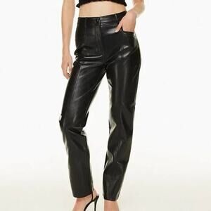 Aritzia Wilfred Rebel Black Faux Leather Straight Leg Pants Size 2
